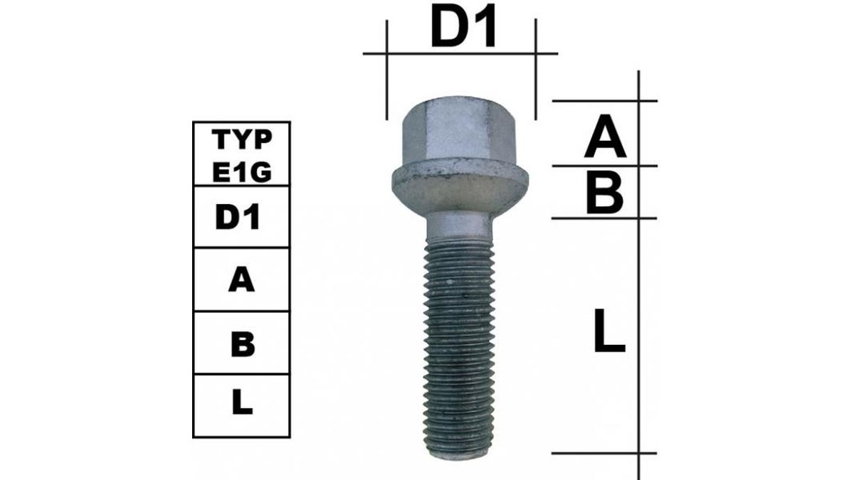 Boulon type E1G 14x150 - assise sphérique R13 - clé 17 (VAG)