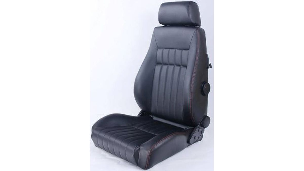 Siège baquet Type RETRO similicuir noir / surpiqûres rouges