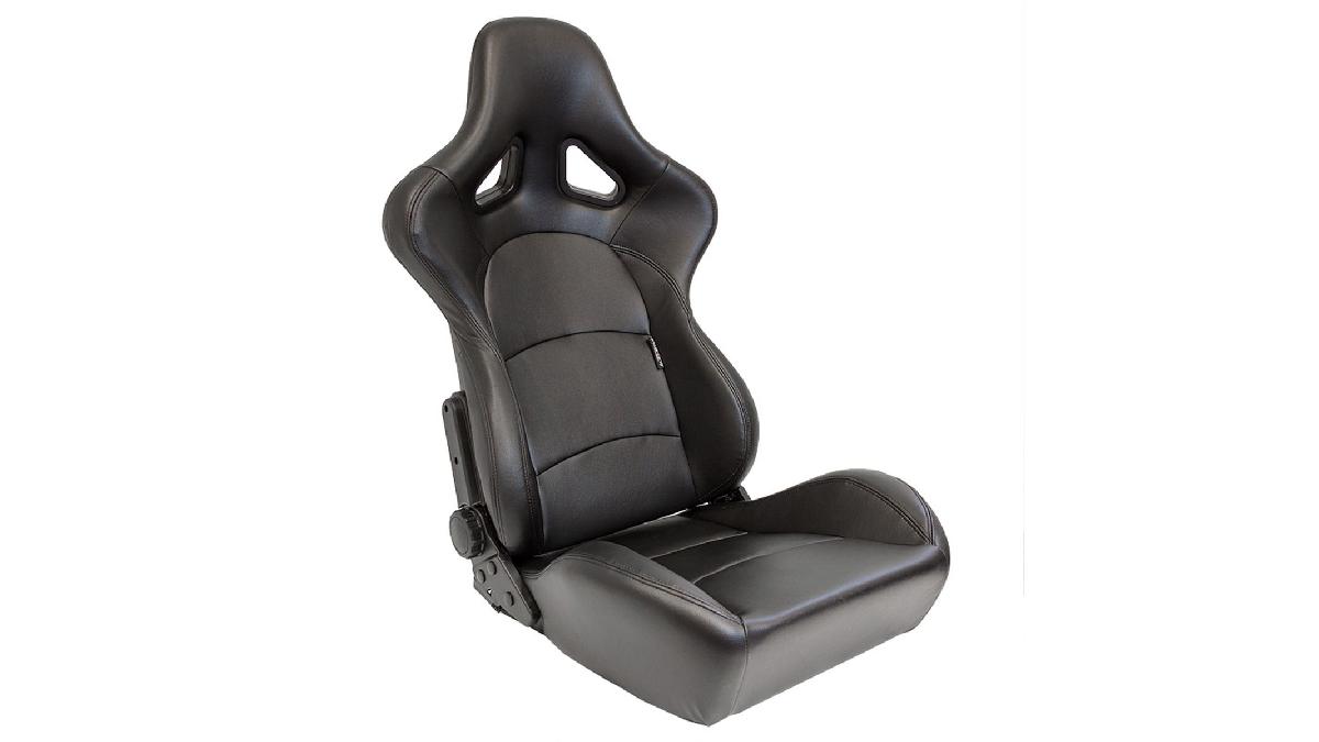 Siège Baquet AutoStyle BS1 Noir - Dossier Fixe Polyester | Pour Ceintures 3/4/5 Points