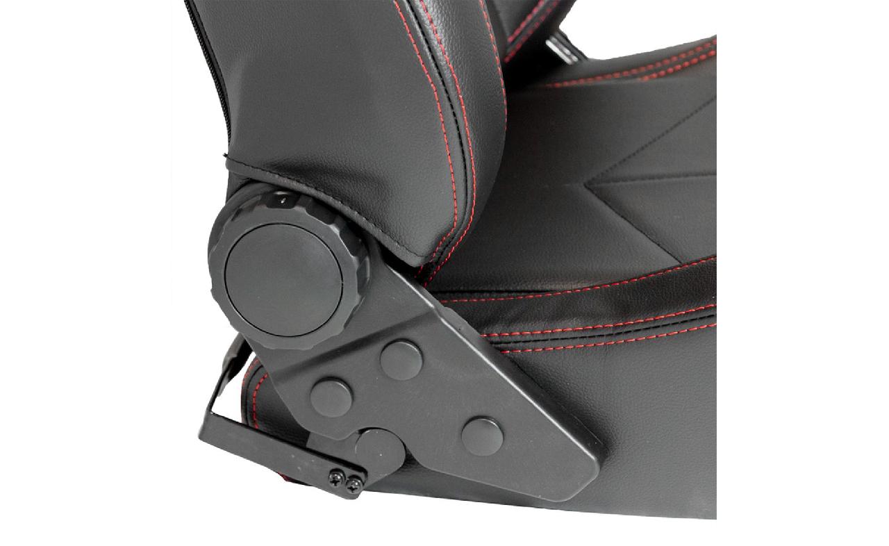 Siège Baquet GT - Simili Cuir Noir & Tissu Carreaux Rouge - Réglable Et Inclut Glissières - Style Sportif