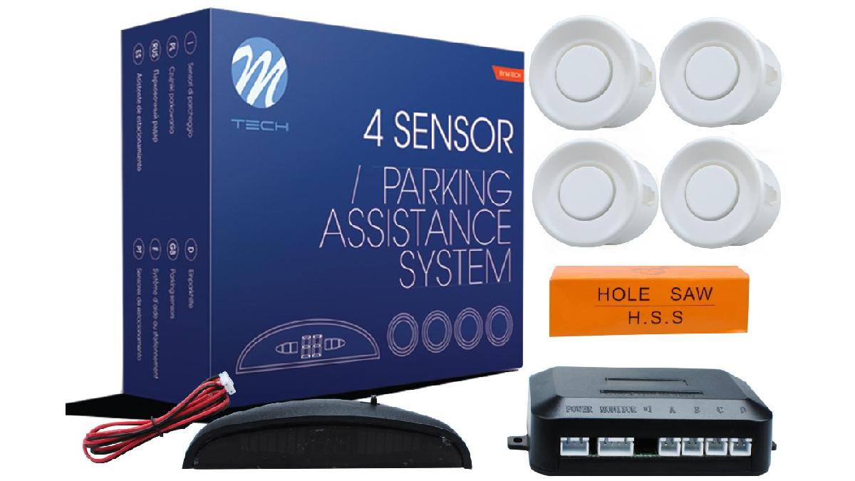 Kit Aide Au Stationnement 4 Capteurs M-Tech Cp17b Avec Haut-parleur - Noir