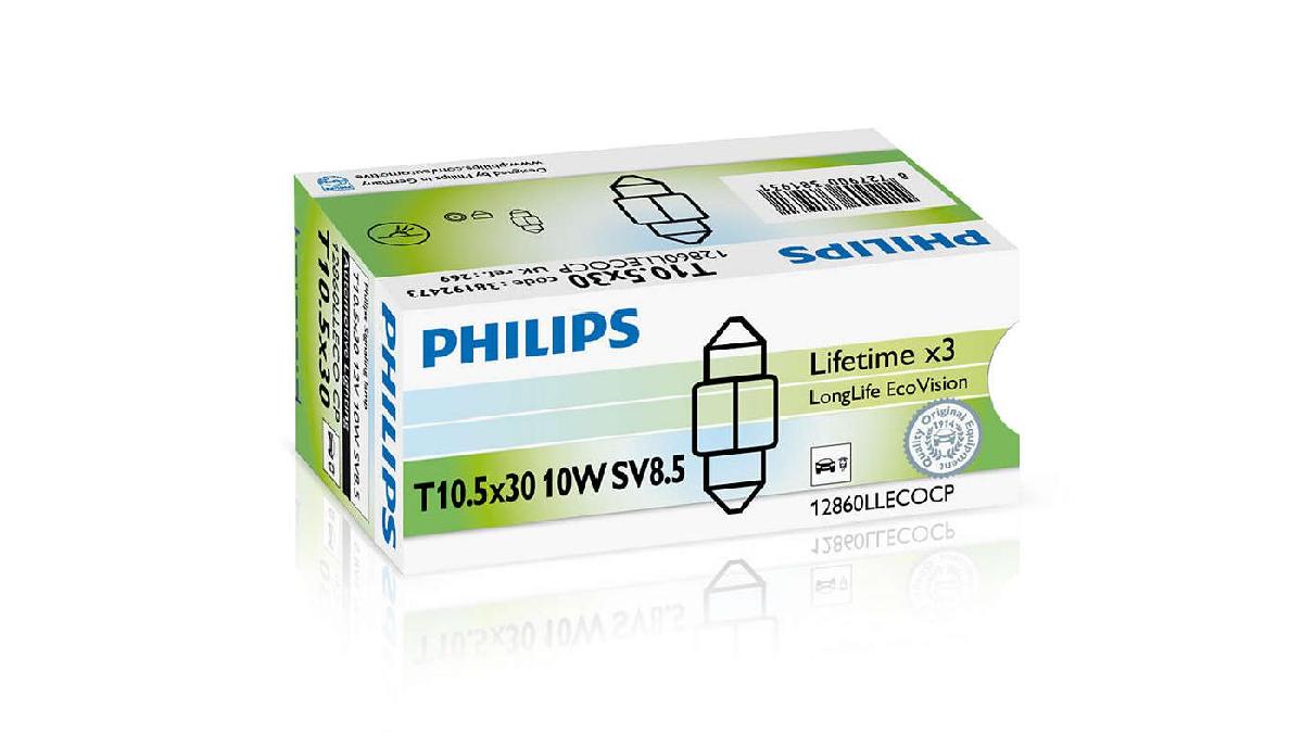 Philips+Festoon+T10%2C5x30+LongLife+EcoVision+12V10W+SV8%2C5+CP
