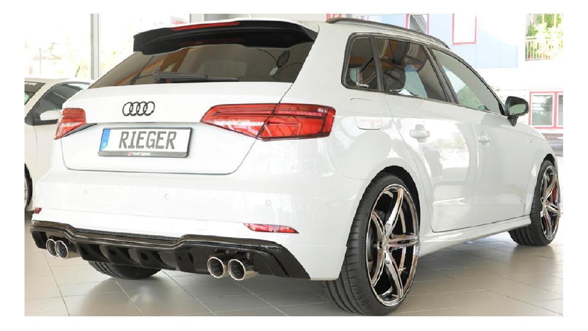 RIEGER+TUNING+Diffuseur+AR+en+ABS%2Fnoir+brillant+pour+AUDI+A3+S-Line+%288V%29+Facelift+%282016-%29+Sportback+avec+%C3%A9chappement+Sport