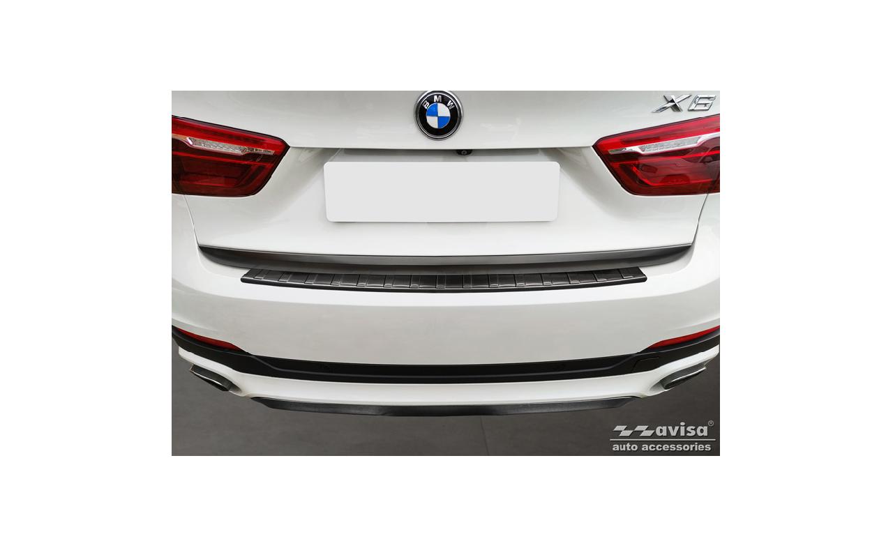 Protection de seuil arrière inox noir sur mesure pour BMW X6 F16 2014-2019  'Ribs' excl. Paquet-M (AV 245340)