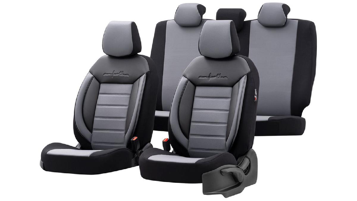 Ensemble de housses de siège en cuir artificiel New York Design 1 + 1  adapté pour Volkswagen T6 2015-2022