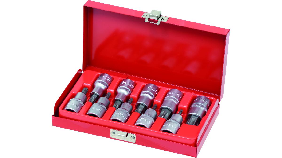 COFFRET+10+EMBOUTS+ET+DOUILLES+TORX.+1%2F2%22+T20+%C3%A0+T70