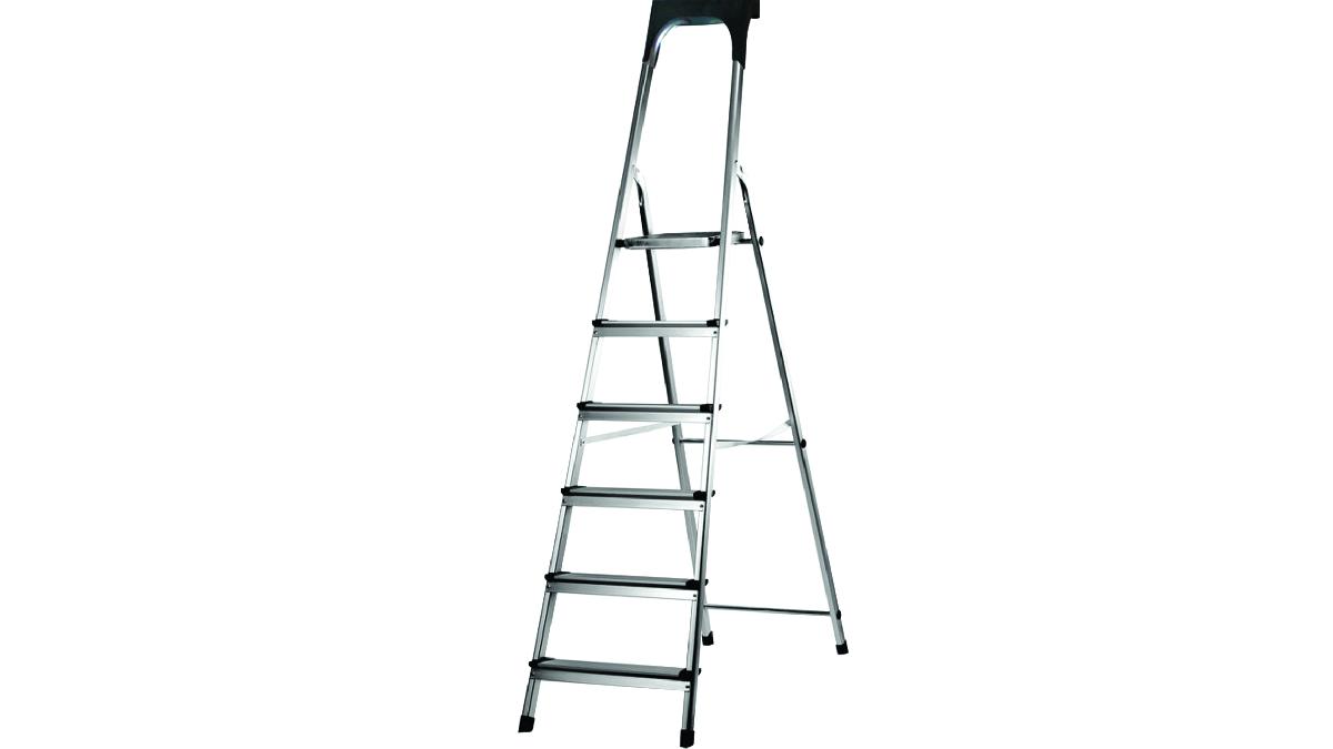 ESCABEAU+ALU+%2F+ACIER+6+MARCHES+AVEC+PORTE+OUTILS